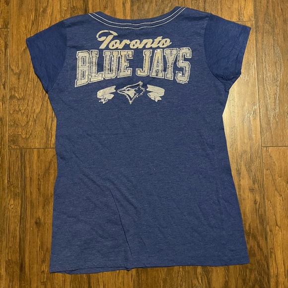 Toronto Blue Jays baseball MLB XL fitted short sleeve gems & bedazzle shirt - Picture 5 of 5